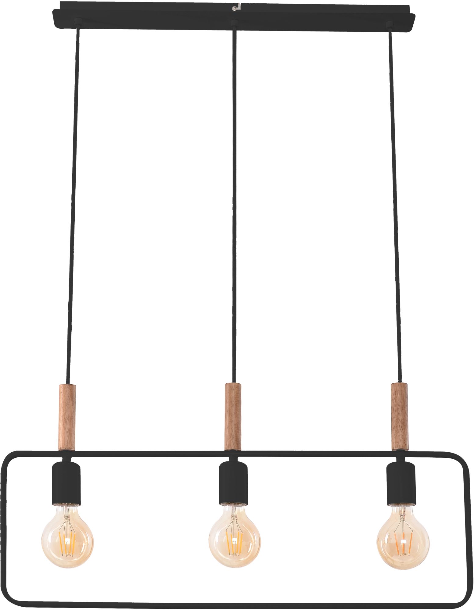 Candellux Frame függőlámpa 3x60 W fekete-fa 33-73525