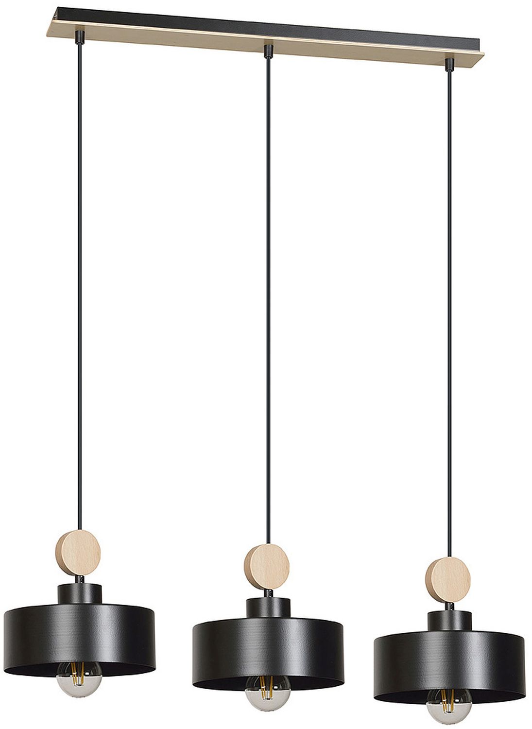 Emibig Tuniso függőlámpa 3x15 W fekete-fa 582/3