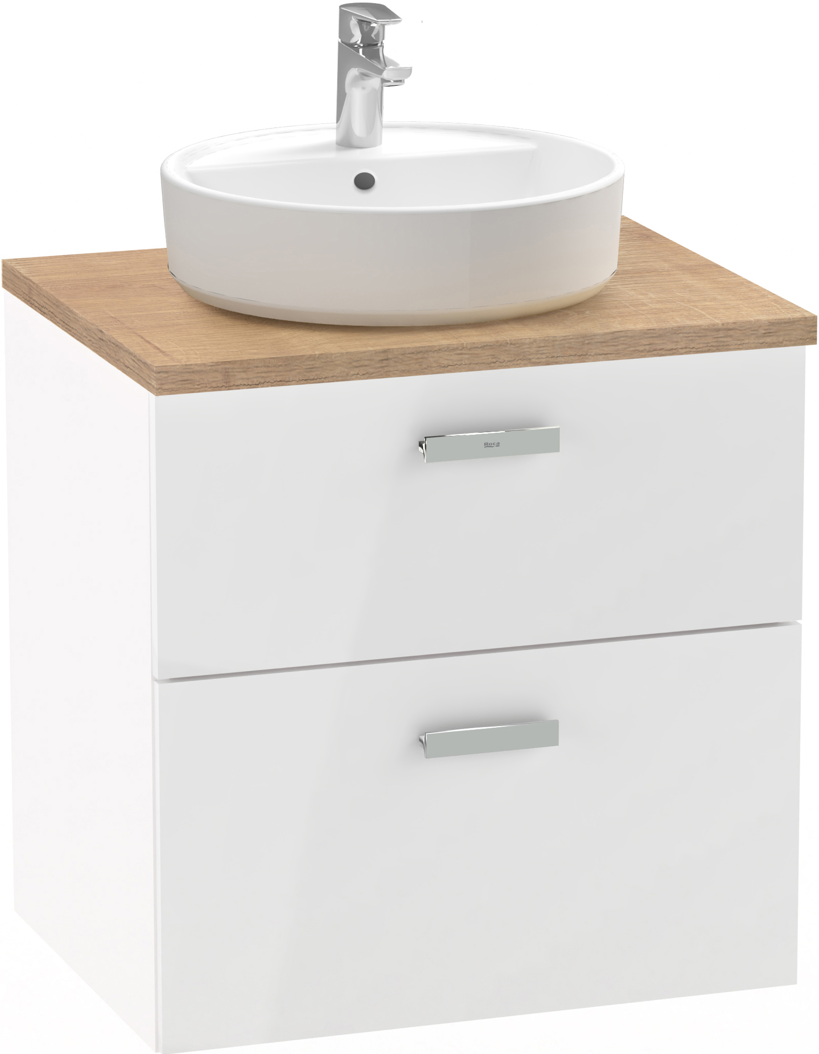 Roca Victoria Pro szekrény pulttal 60.5x46x56.5 cm álló, mosdó alatti fehér-tölgy A851899806