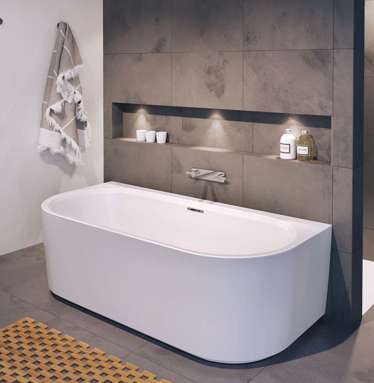 Riho Desire fal mellé szerelhető fűrdőkád 184x84 cm négyszögletes fehér B089001105