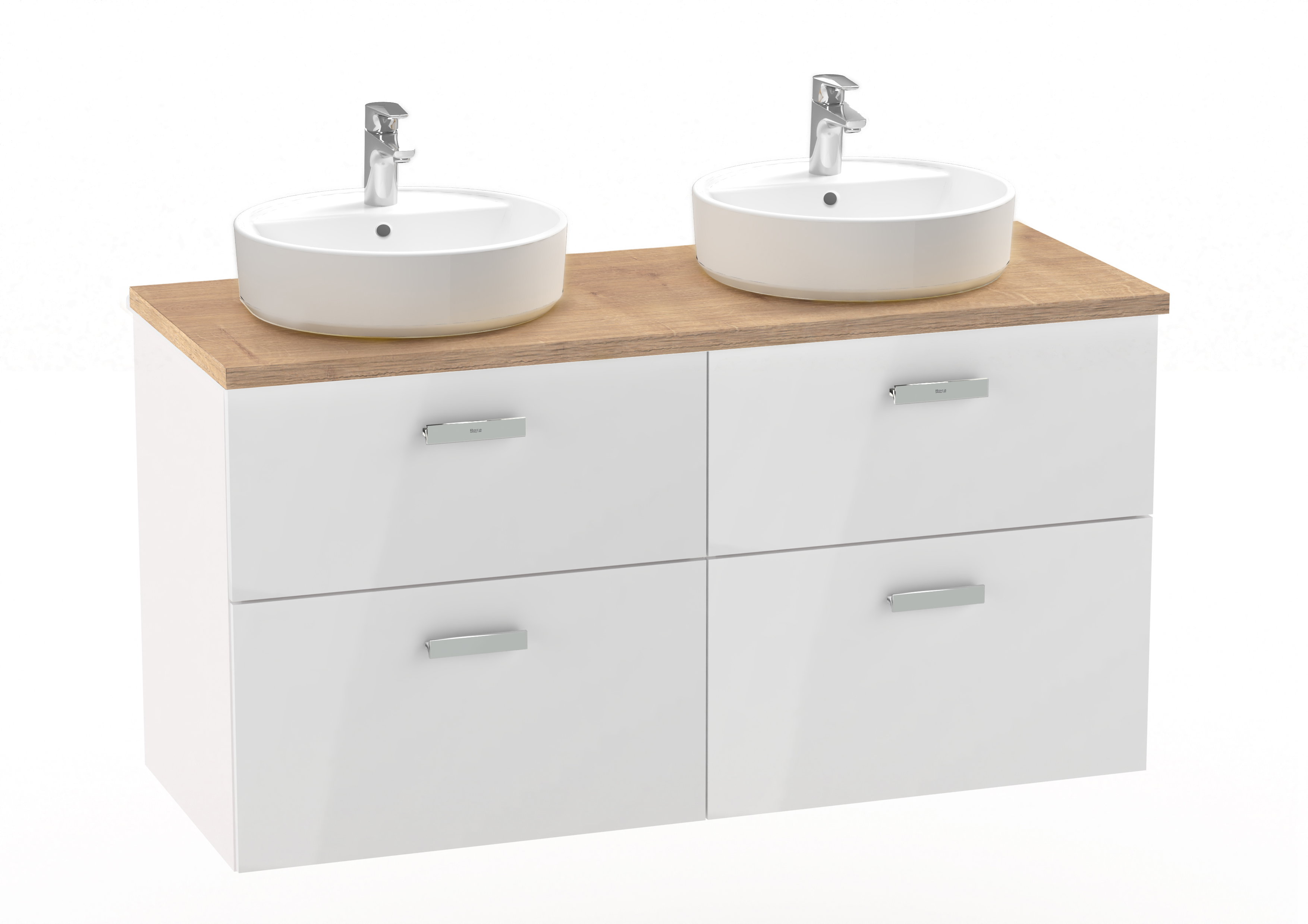 Roca Victoria Pro szekrény pulttal 119x46x56.5 cm Függesztett, mosdó alatti fehér-tölgy A851901806