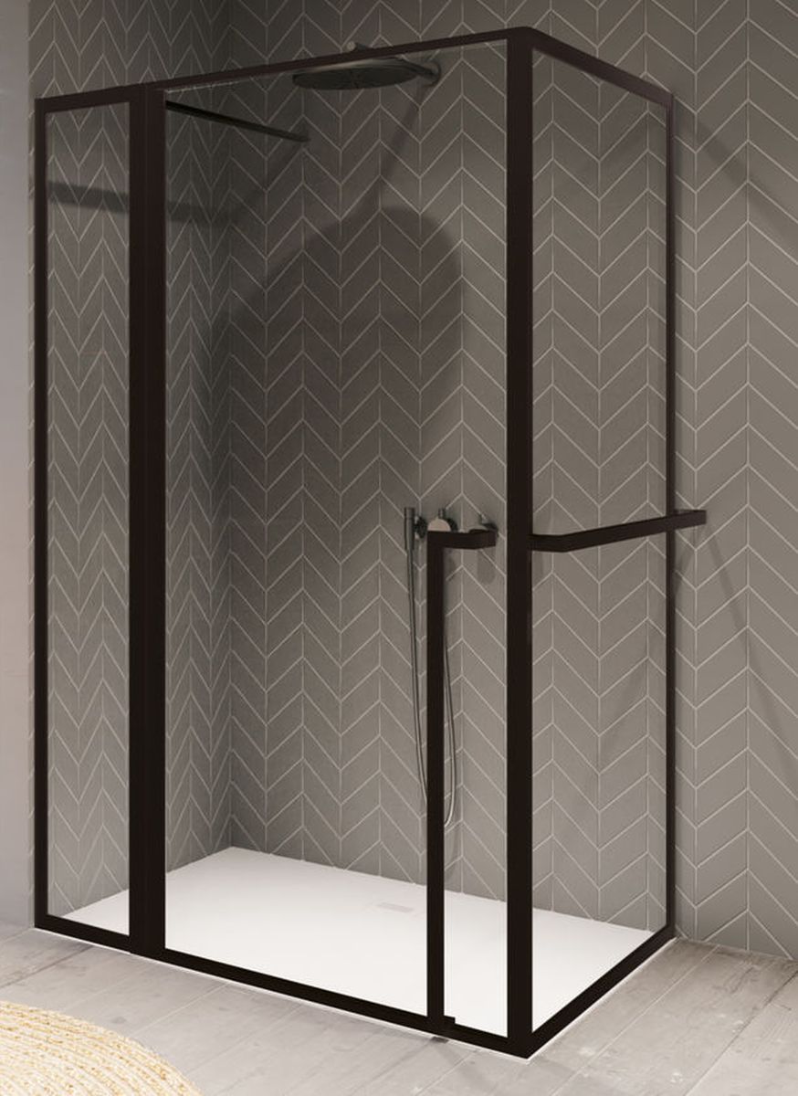 Riho Lucid zuhanykabin 120x80 cm négyszögletes fekete matt/átlátszó üveg G005019121