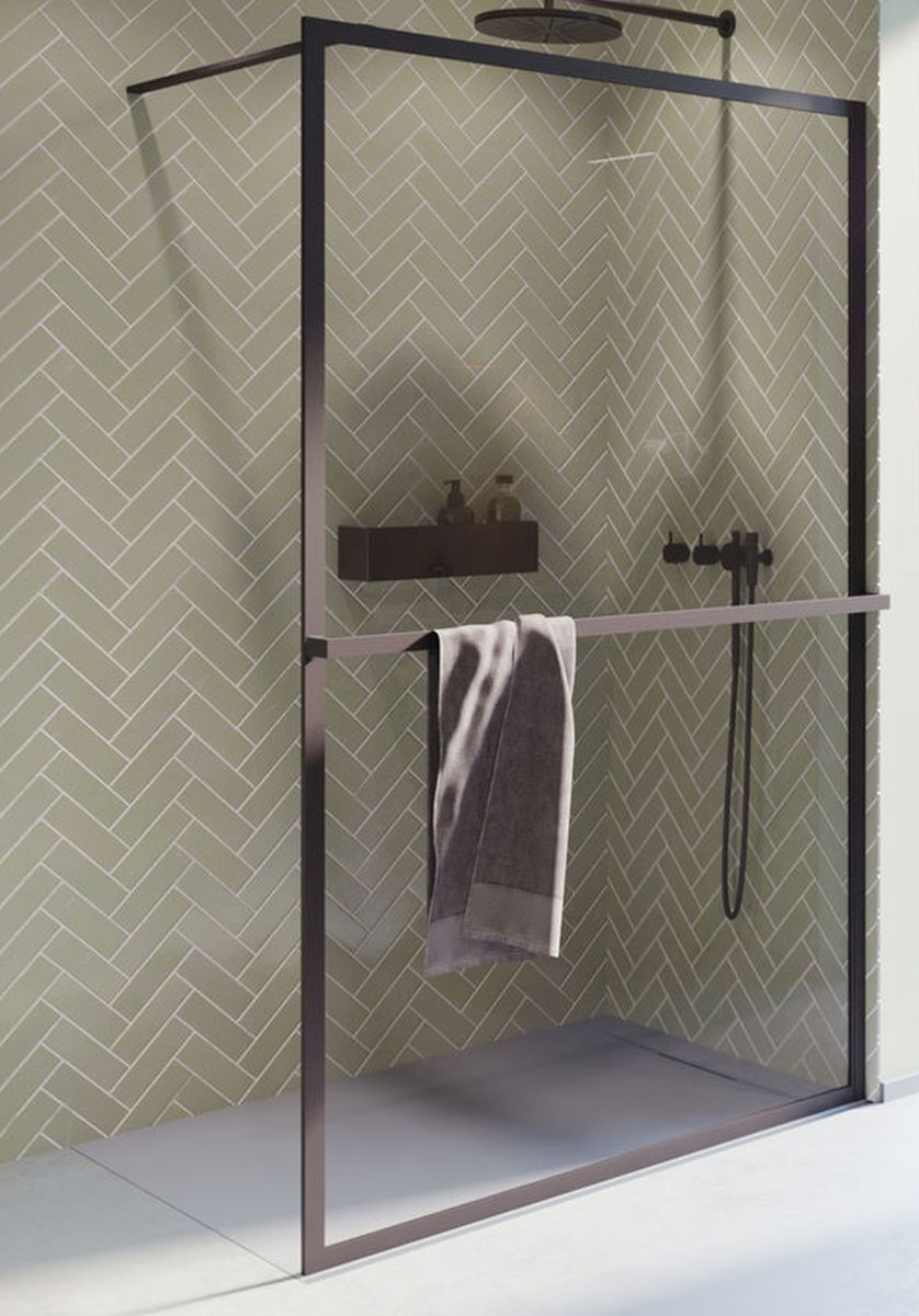 Riho Lucid zuhanyfal 120 cm fekete matt/átlátszó üveg G005027121