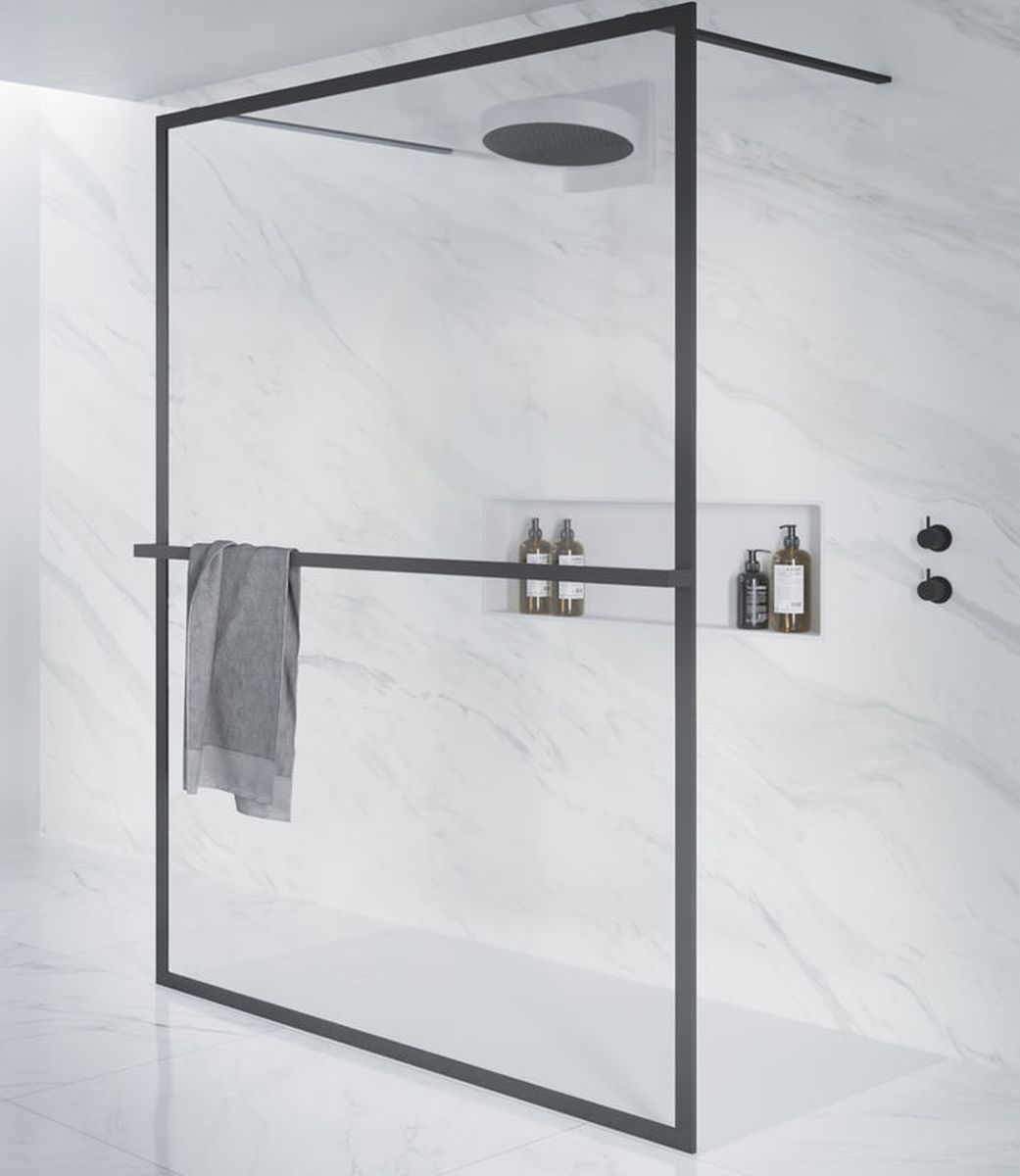 Riho Lucid zuhanyfal 140 cm fekete matt/átlátszó üveg G005032121