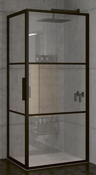 Riho Grid zuhanykabin 100x80 cm négyszögletes fekete matt/üveg mintával G004009121