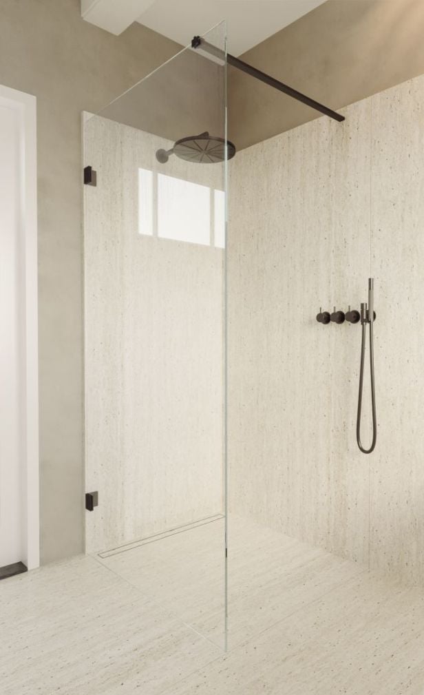 Riho Scandic zuhanykabin fal walk-in 80 cm fekete matt/átlátszó üveg G001110121