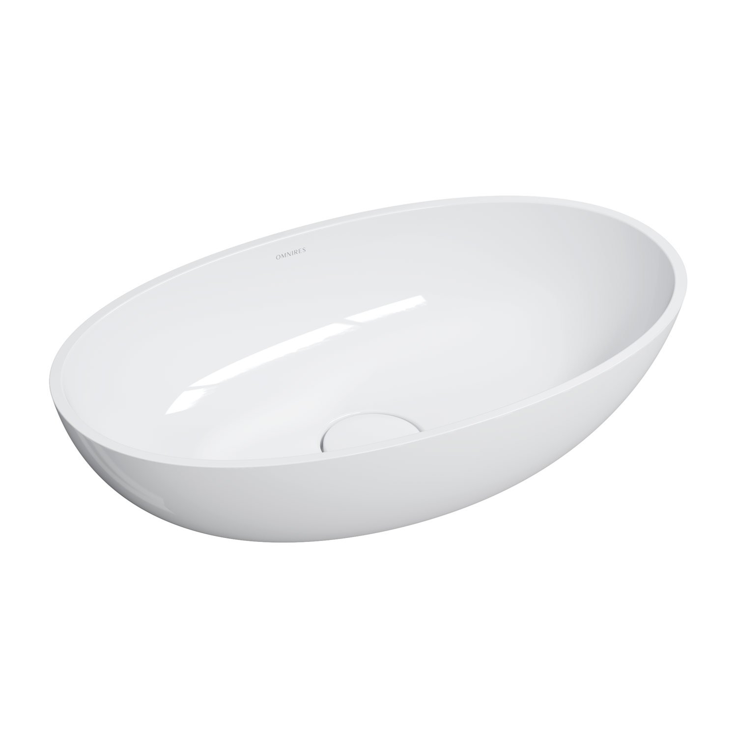Omnires Shell M+ mosdótál 60x35 cm ovális mosdótálak fehér SHELLUNBP
