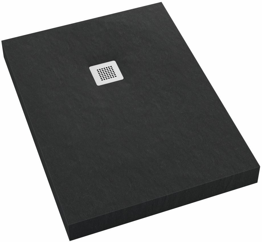 Schedpol New Horizons Black Stone téglalap zuhanytálca + előlap 140x100 cm fekete 3.3327/C/ST-M2