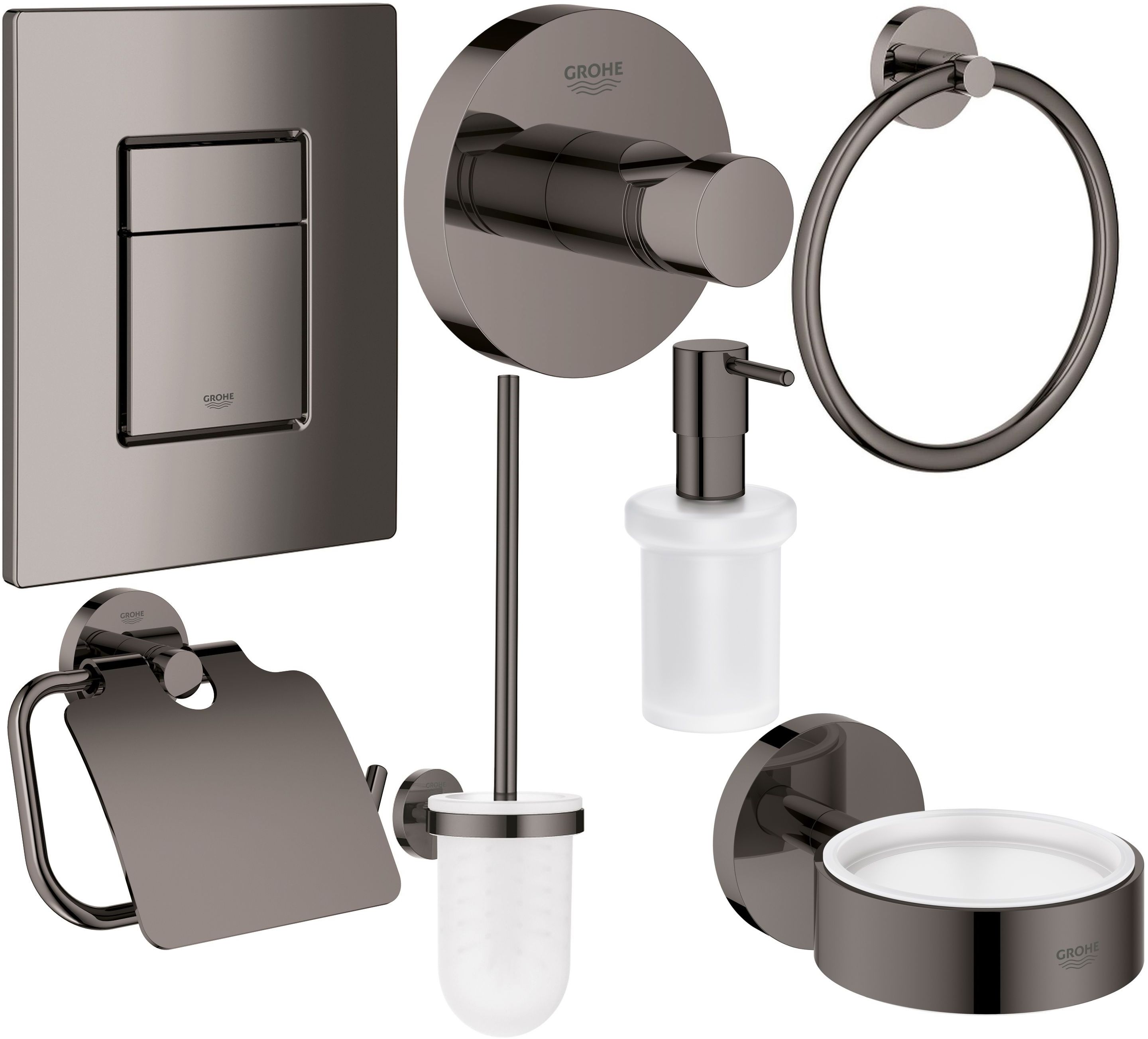 Készlet öblítő gomb Grohe Skate 38732AL0, WC kefe Grohe Essentials 40374AL1, 40367AL1, 40369AL1, 40365AL1, 40394AL1, 40364AL1