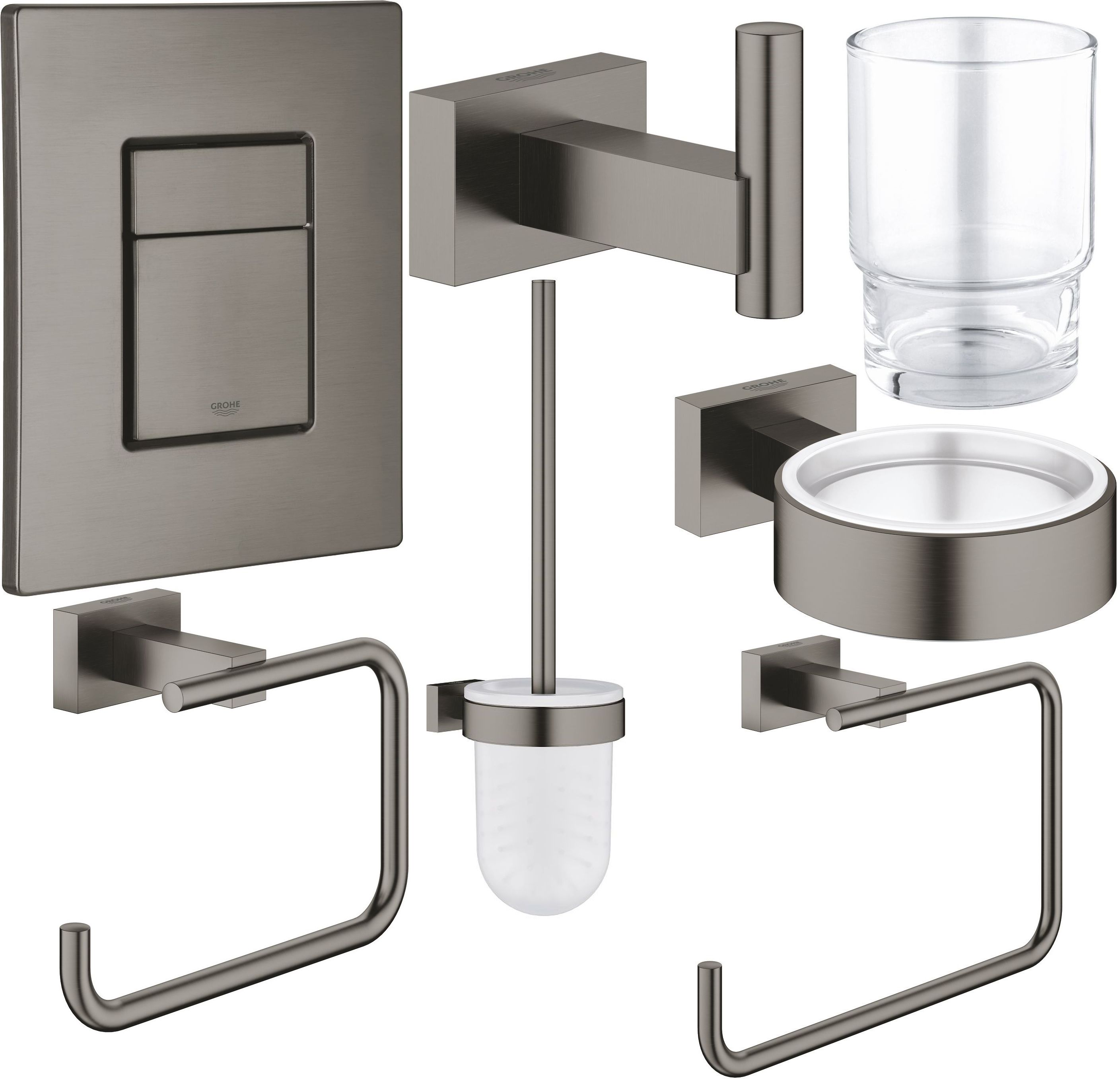 Készlet WC kefe Grohe Essentials 40513AL1, öblítő gomb Grohe Skate 38732AL0, 40510AL1, 40507AL1, 40508AL1, 40511AL1, 40372001