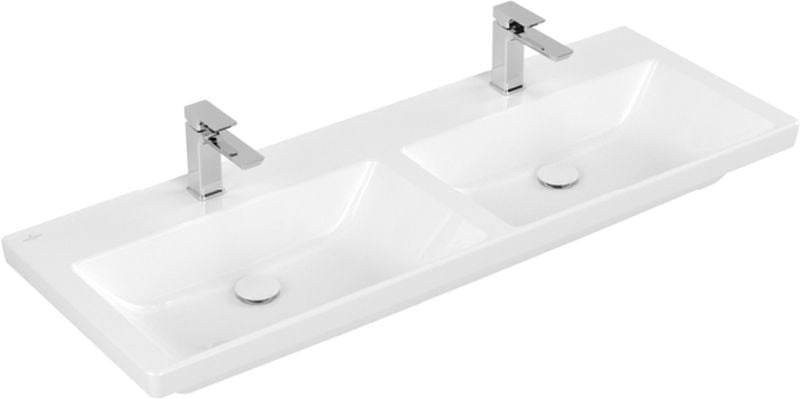 Villeroy & Boch Subway 3.0 mosdótál 130x47 cm négyszögletes klasszikus-dupla fehér 4A71D101