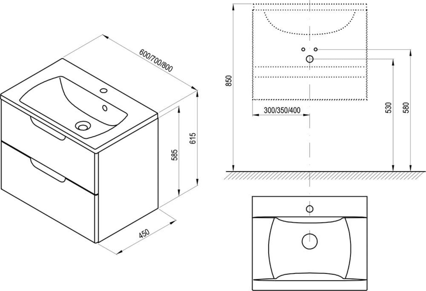 Ravak Classic II szekrény 70x45x58.5 cm mosdókagyló alá akasztható fehér X000001478