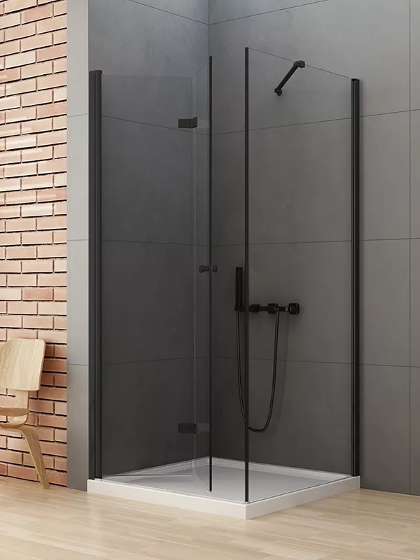 New Trendy New Soleo Black zuhanykabin 90x80 cm négyszögletes fekete matt/átlátszó üveg D-0234A/D-0115B