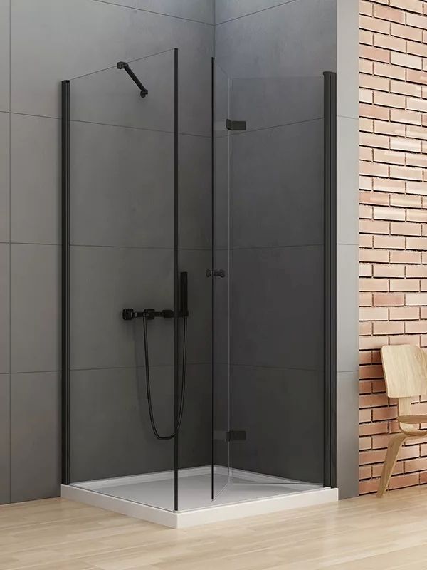 New Trendy New Soleo Black zuhanykabin 90x80 cm négyszögletes fekete matt/átlátszó üveg D-0238A/D-0115B