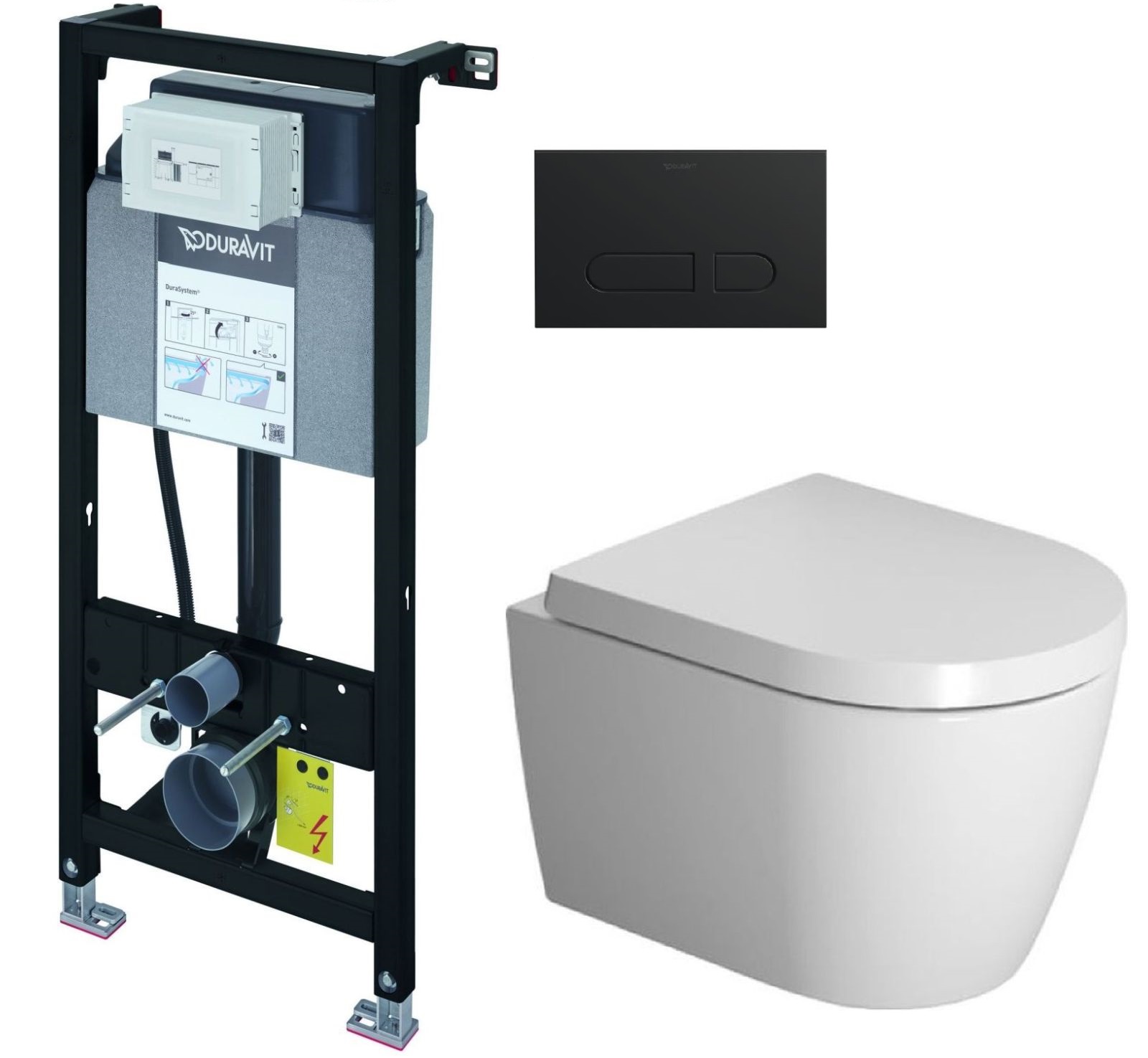 Készlet WC csésze lassú záródású ülőkével Duravit ME by Starck 45300900A1, beépíthető keret Duravit DuraSystem WD1011000000, WD5001031000