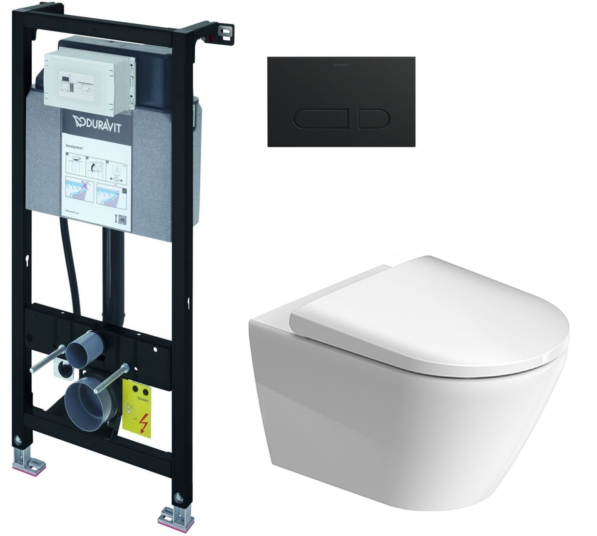 Készlet beépíthető keret Duravit DuraSystem WD1011000000, WC csésze lassú záródású ülőkével Duravit D-Neo 45770900A1, WD5001031000