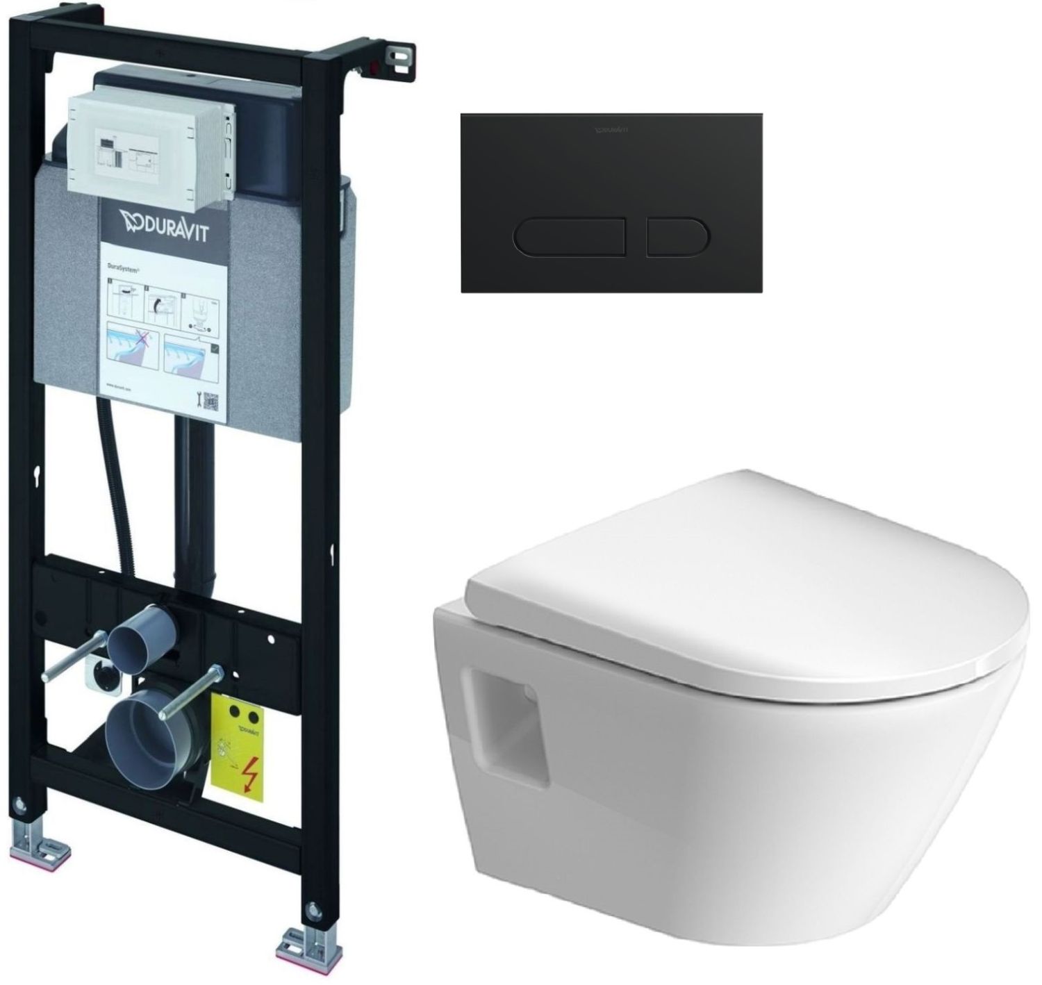 Készlet beépíthető keret Duravit DuraSystem WD1011000000, WC csésze lassú záródású ülőkével Duravit D-Neo 45870900A1, WD5001031000