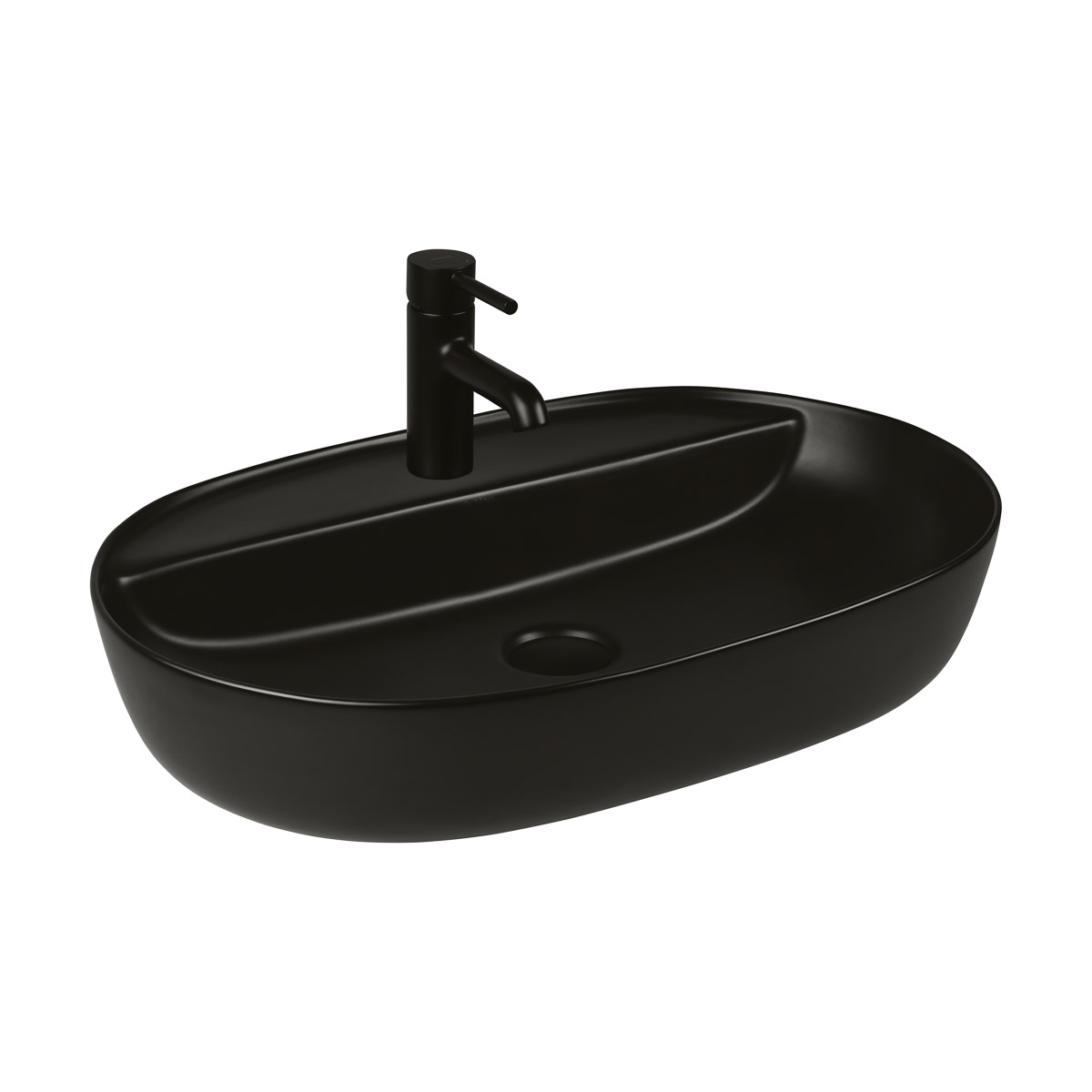 Oltens Hamnes Thin mosdótál 62x42 cm ovális mosdótálak fekete 41814300