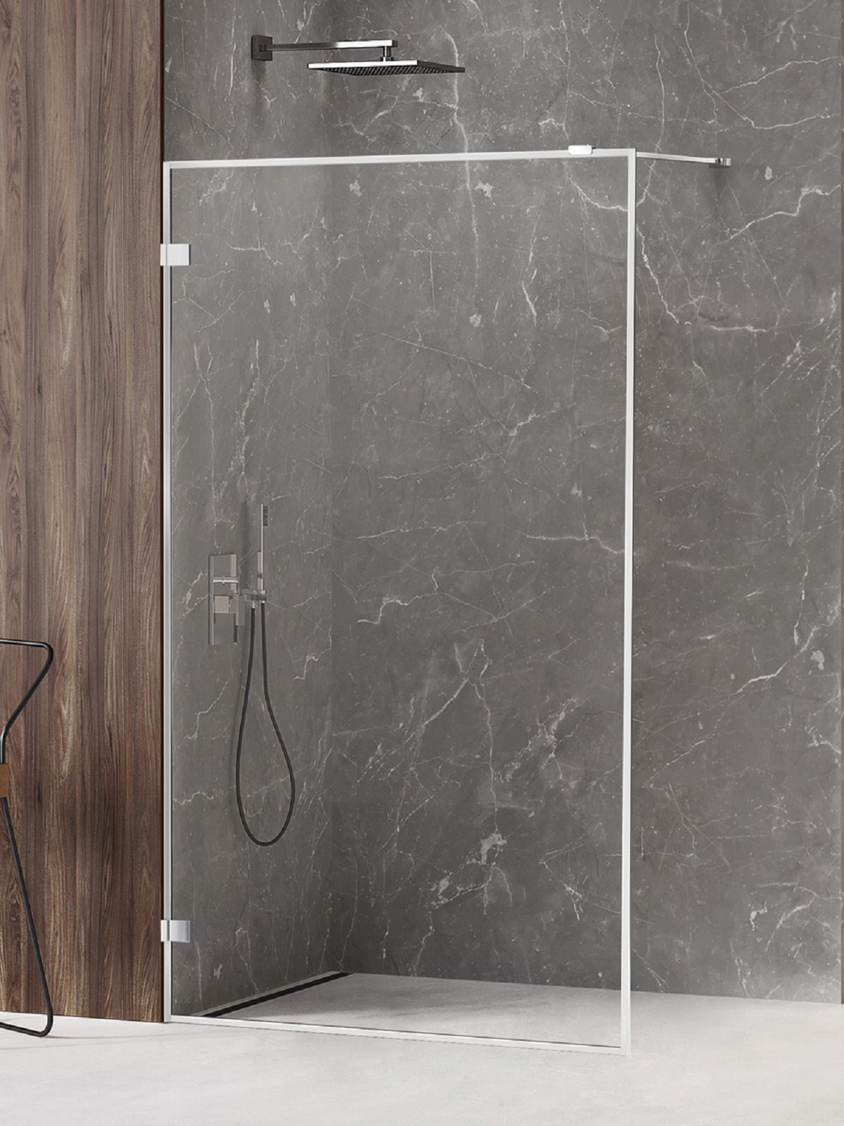 New Trendy Avexa zuhanykabin fal walk-in 80 cm króm fényes/átlátszó üveg EXK-2506