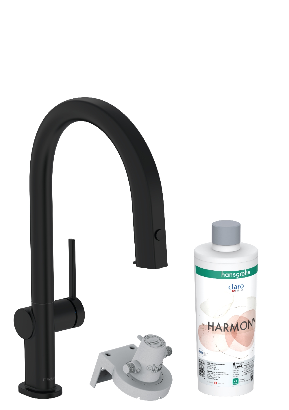 Hansgrohe Aqittura M91 konyhai csaptelep szűrővel álló fekete 76801670