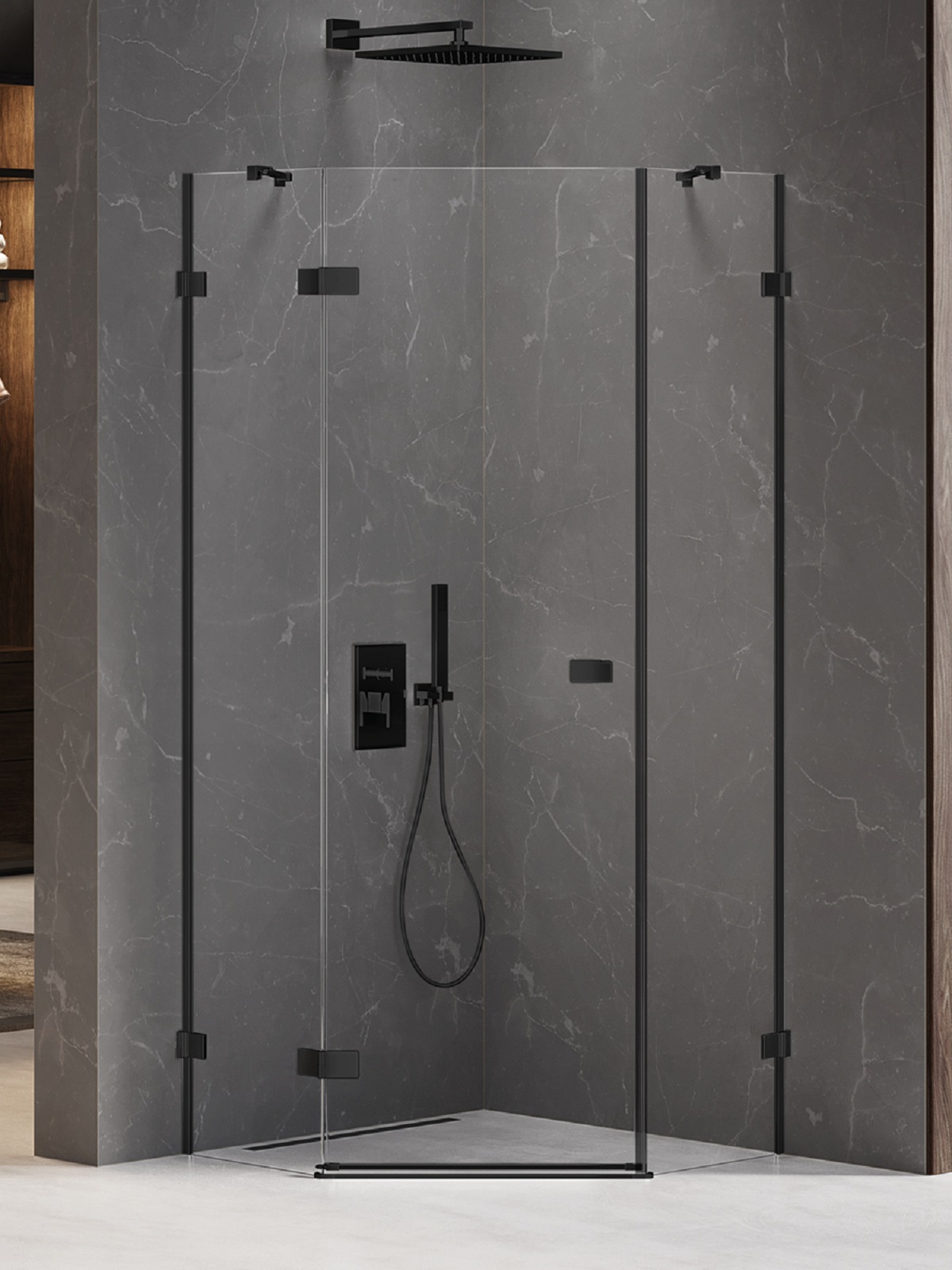 New Trendy Avexa Black zuhanykabin 90x90 cm fekete matt/átlátszó üveg EXK-3875