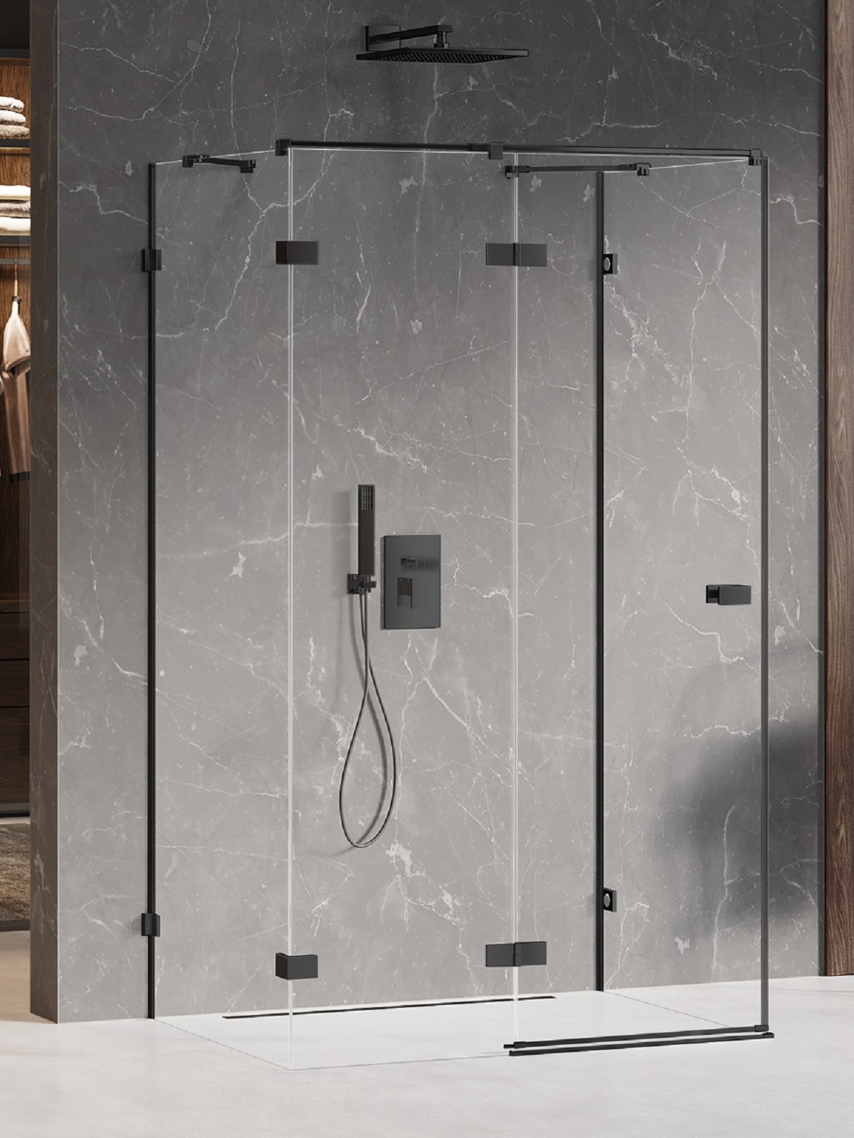 New Trendy Avexa Black zuhanykabin 120x80 cm négyszögletes fekete félmatt/átlátszó üveg EXK-2620