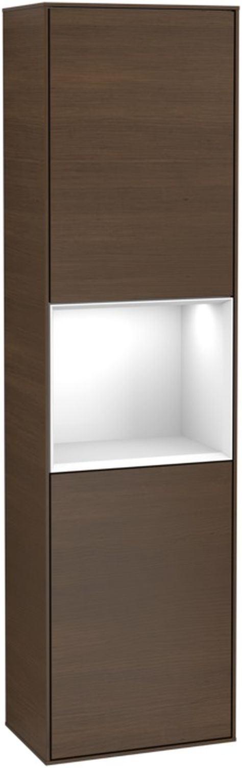 Villeroy & Boch Finion szekrény 41.8x27x151.6 cm oldalra akasztható fehér-dió F460GFGN