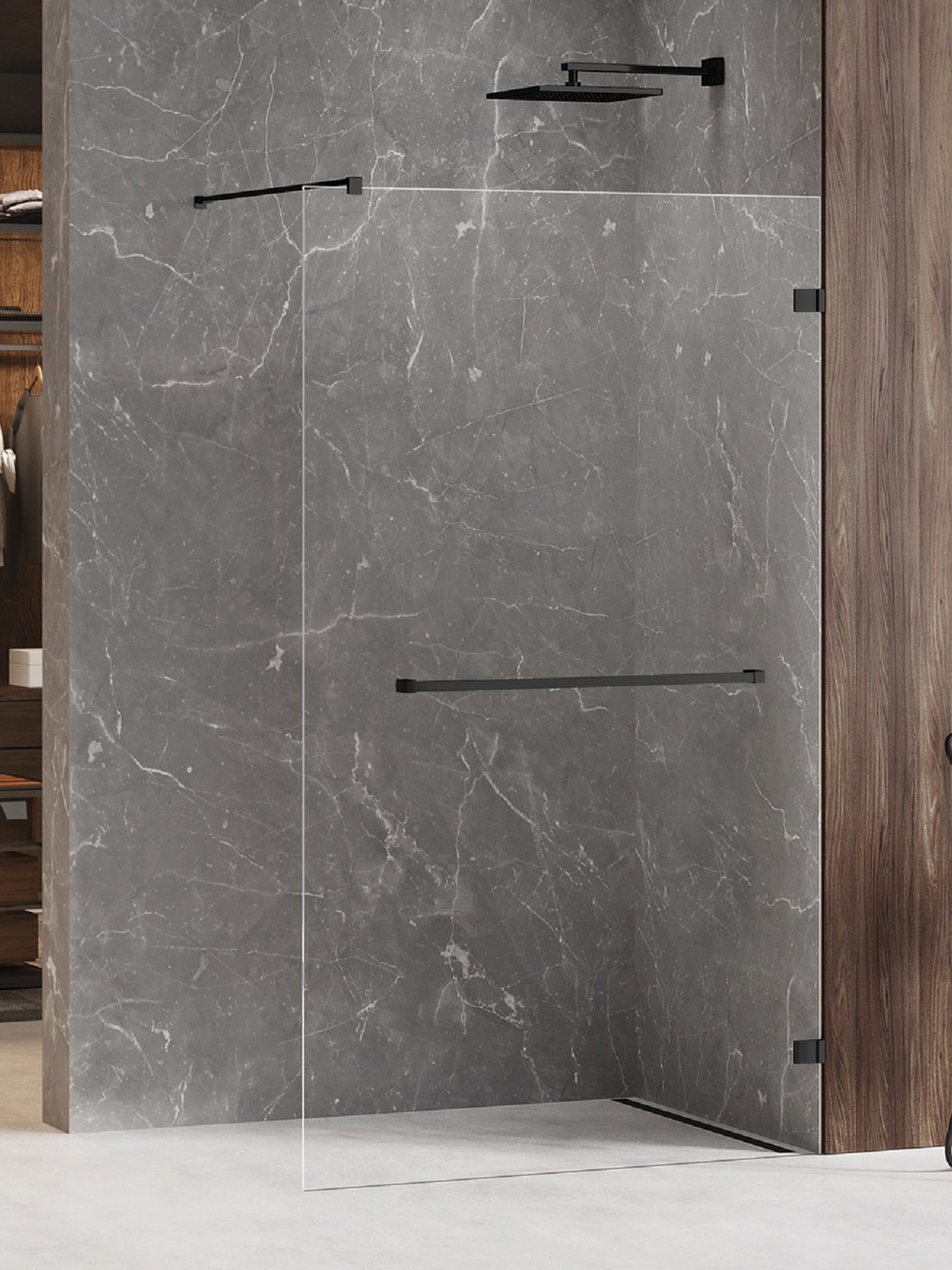 New Trendy Avexa Black zuhanykabin fal walk-in 60 cm fekete matt/átlátszó üveg EXK-2676