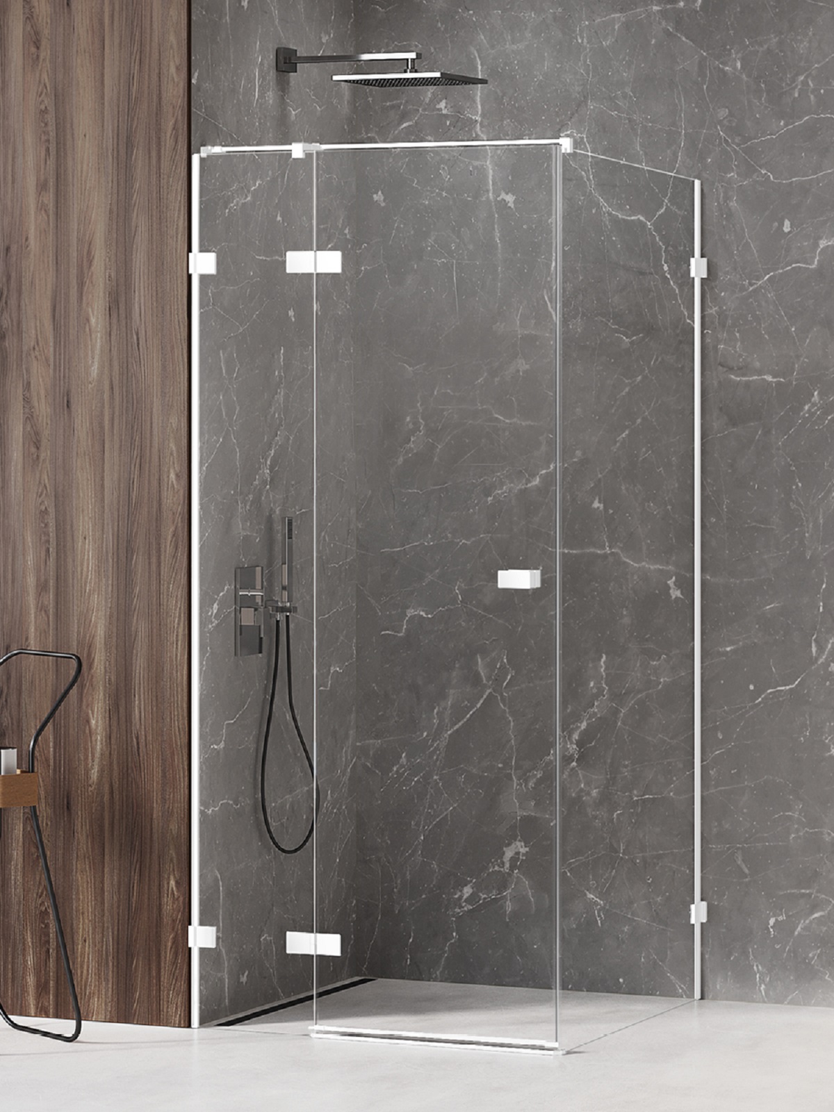 New Trendy Avexa White zuhanykabin 90x80 cm négyszögletes fehér matt/átlátszó üveg EXK-2708