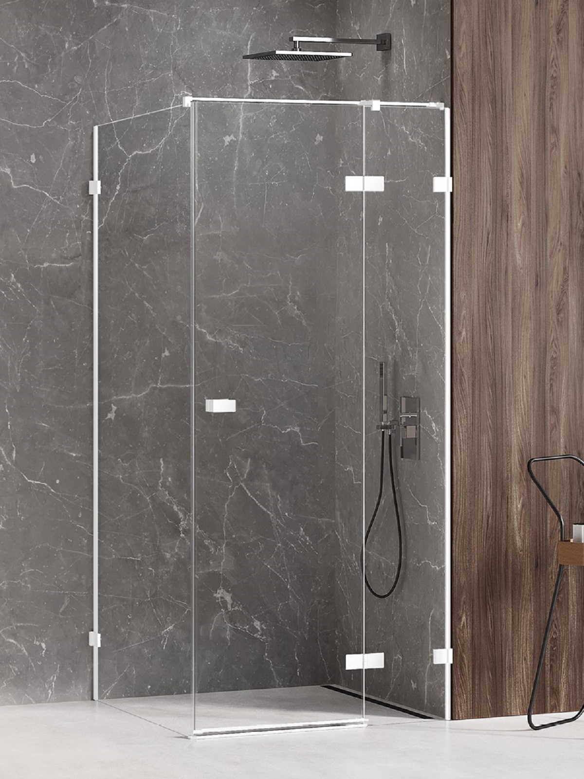 New Trendy Avexa White zuhanykabin 110x90 cm négyszögletes fehér matt/átlátszó üveg EXK-2751