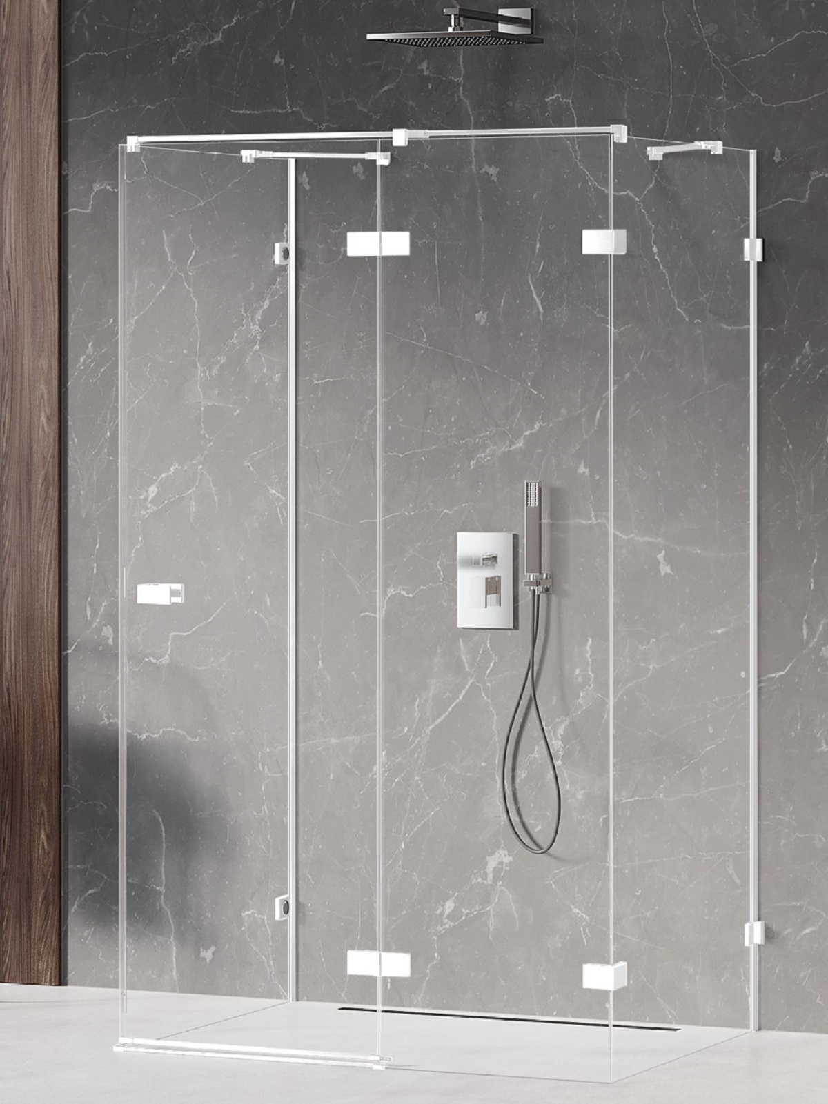 New Trendy Avexa White zuhanykabin 90x80 cm négyszögletes fehér matt/átlátszó üveg EXK-2883