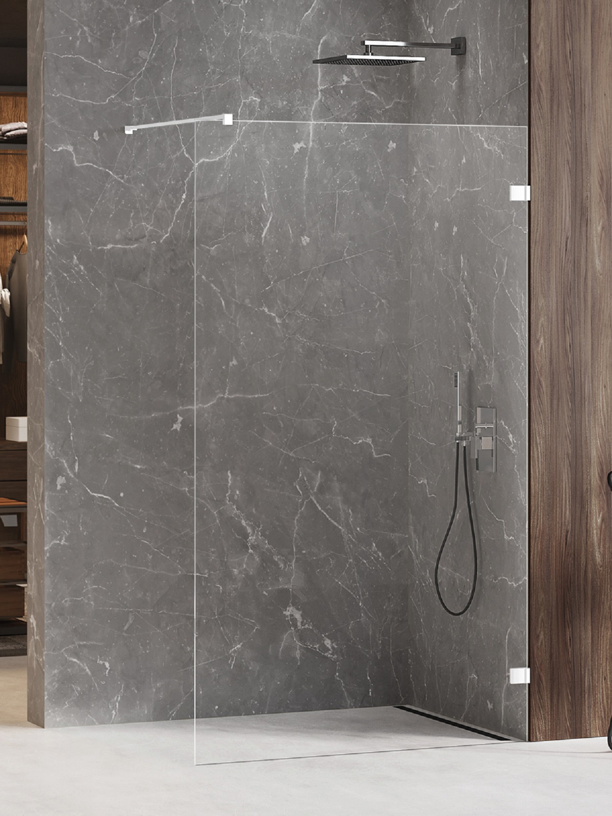 New Trendy Avexa White zuhanykabin fal walk-in 140 cm fehér matt üveg/átlátszó üveg EXK-2935