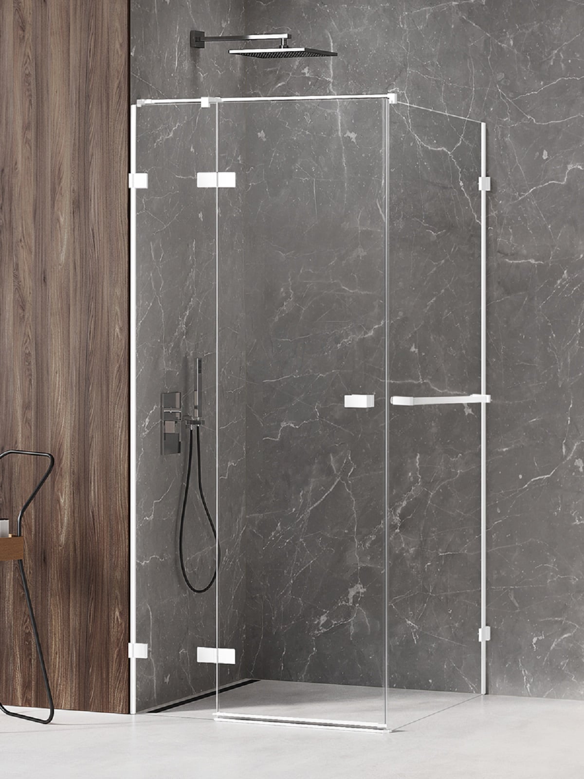 New Trendy Avexa White zuhanykabin 100x90 cm négyszögletes fehér matt/átlátszó üveg EXK-2775