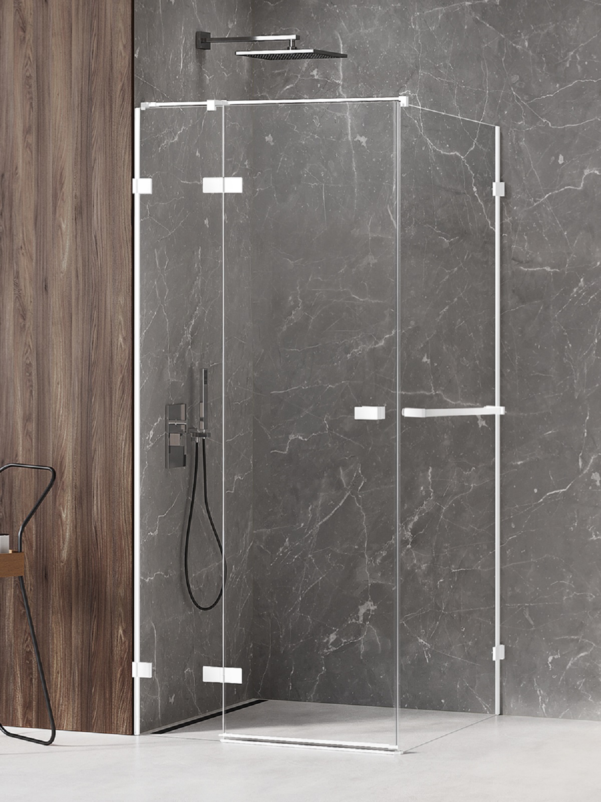 New Trendy Avexa White zuhanykabin 110x80 cm négyszögletes fehér matt/átlátszó üveg EXK-2780