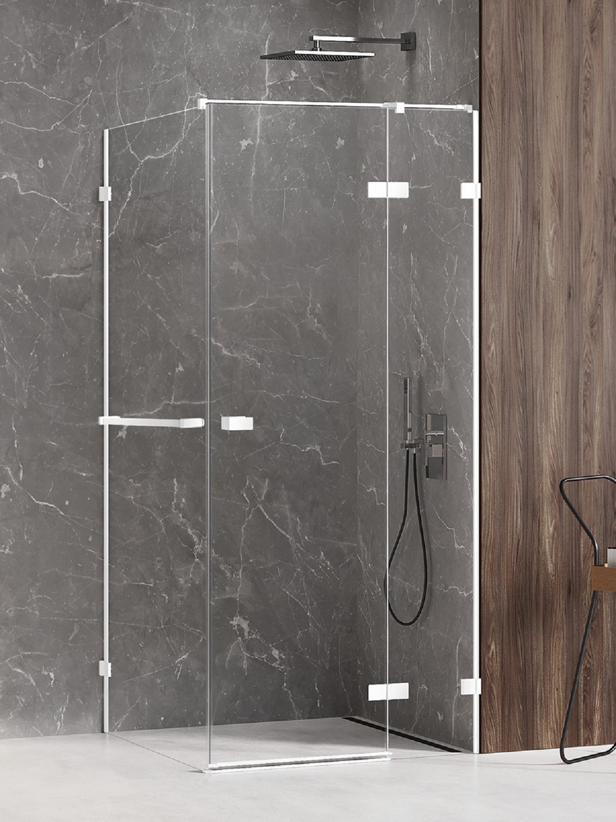 New Trendy Avexa Gunmetal Brushed zuhanykabin 120x80 cm négyszögletes fehér matt/átlátszó üveg EXK-2816