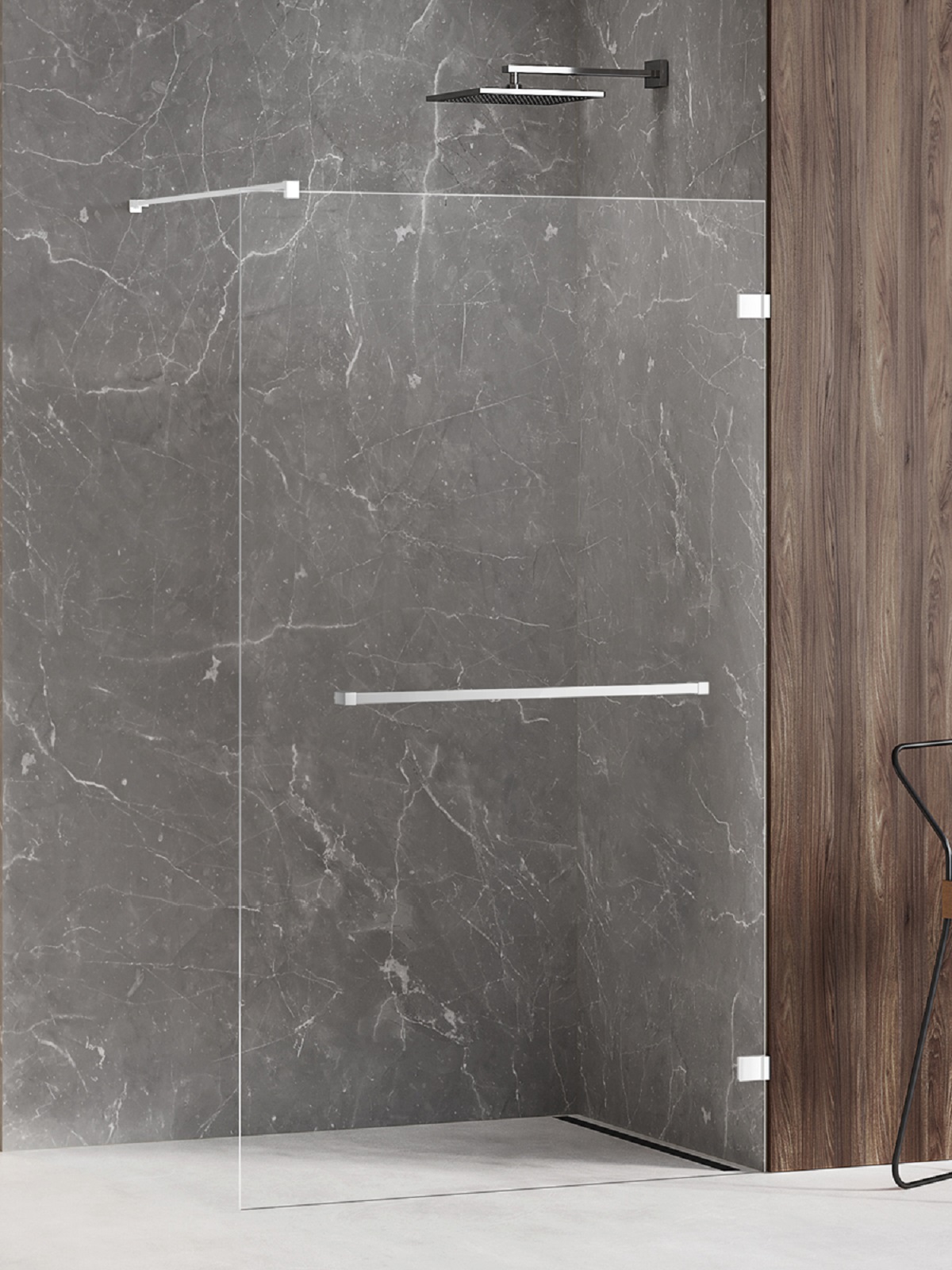 New Trendy Avexa White zuhanykabin fal walk-in 120 cm fehér matt üveg/átlátszó üveg EXK-2945