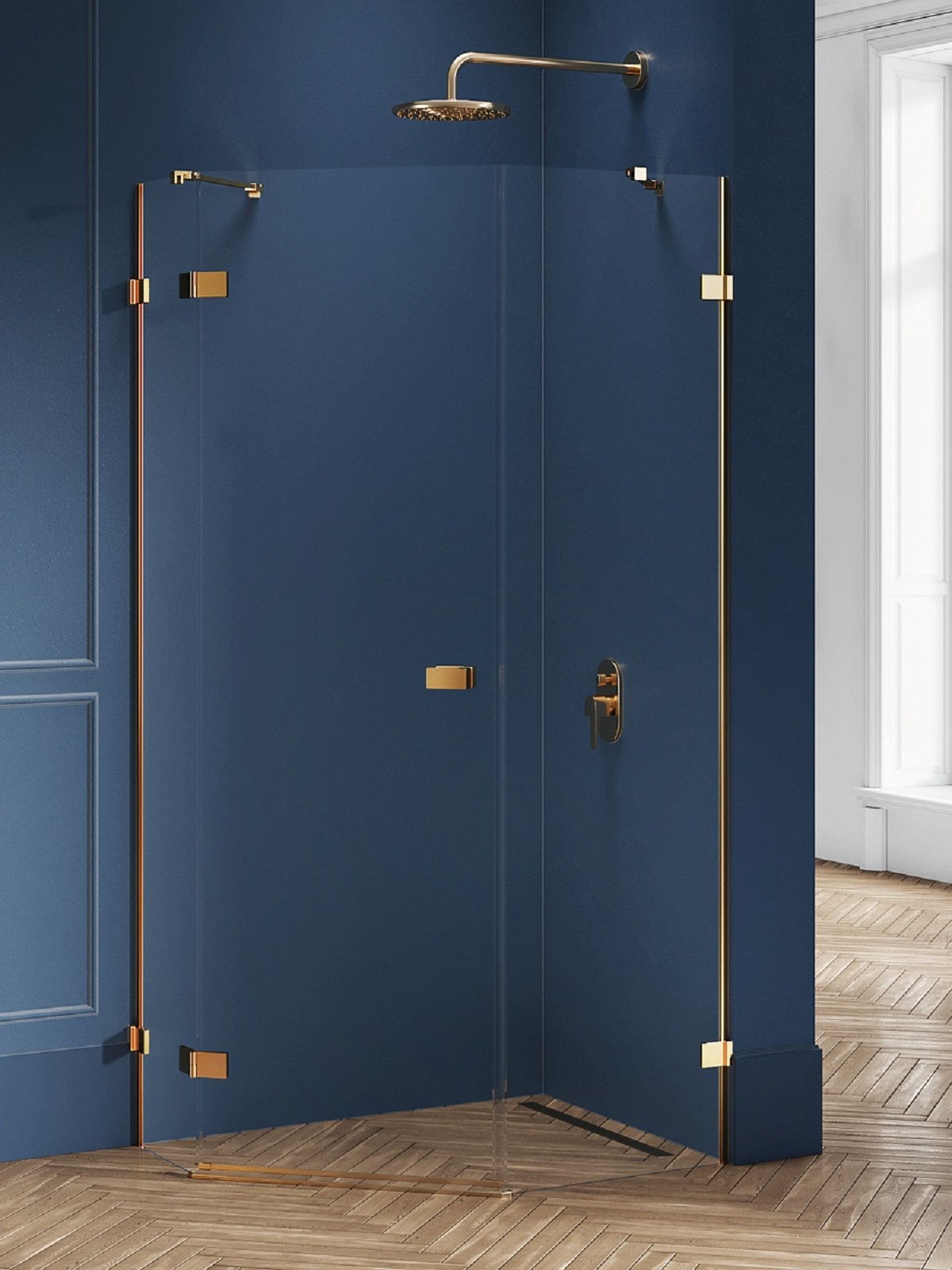 New Trendy Avexa Gold Brushed zuhanykabin 100x80 cm arany csiszolt/átlátszó üveg EXK-3859