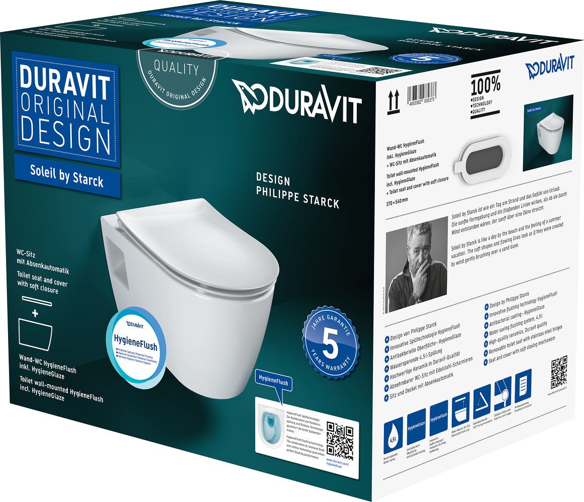 Duravit Soleil by Starck wc csésze lassú záródású ülőkével függesztett igen fehér 45860920A1