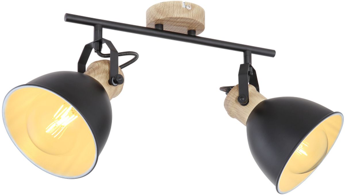 Globo Lighting Wiho mennyezeti lámpa 2x40 W fekete-fa 54018-2S