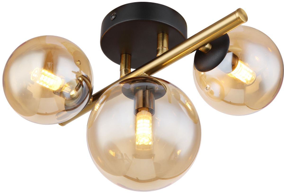 Globo Lighting Riha oldalfali lámpa 3x3.5 W fekete-arany-borostyán 56135-3W