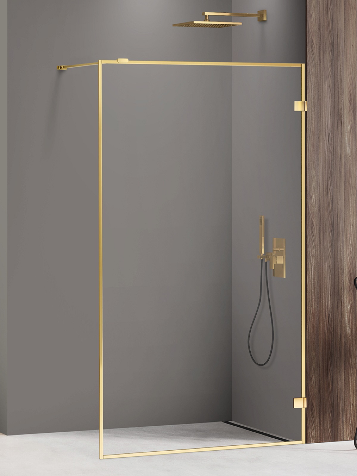 New Trendy Avexa Gold Shine zuhanykabin fal walk-in 80 cm arany fényes/átlátszó üveg EXK-2159