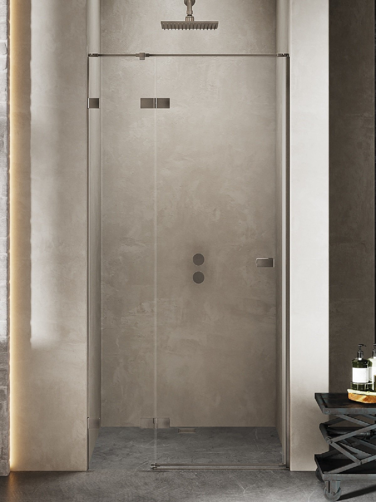 New Trendy Avexa Gunmetal Brushed zuhanyajtók 140 cm dönthető grafit csiszolt/átlátszó üveg EXK-3256