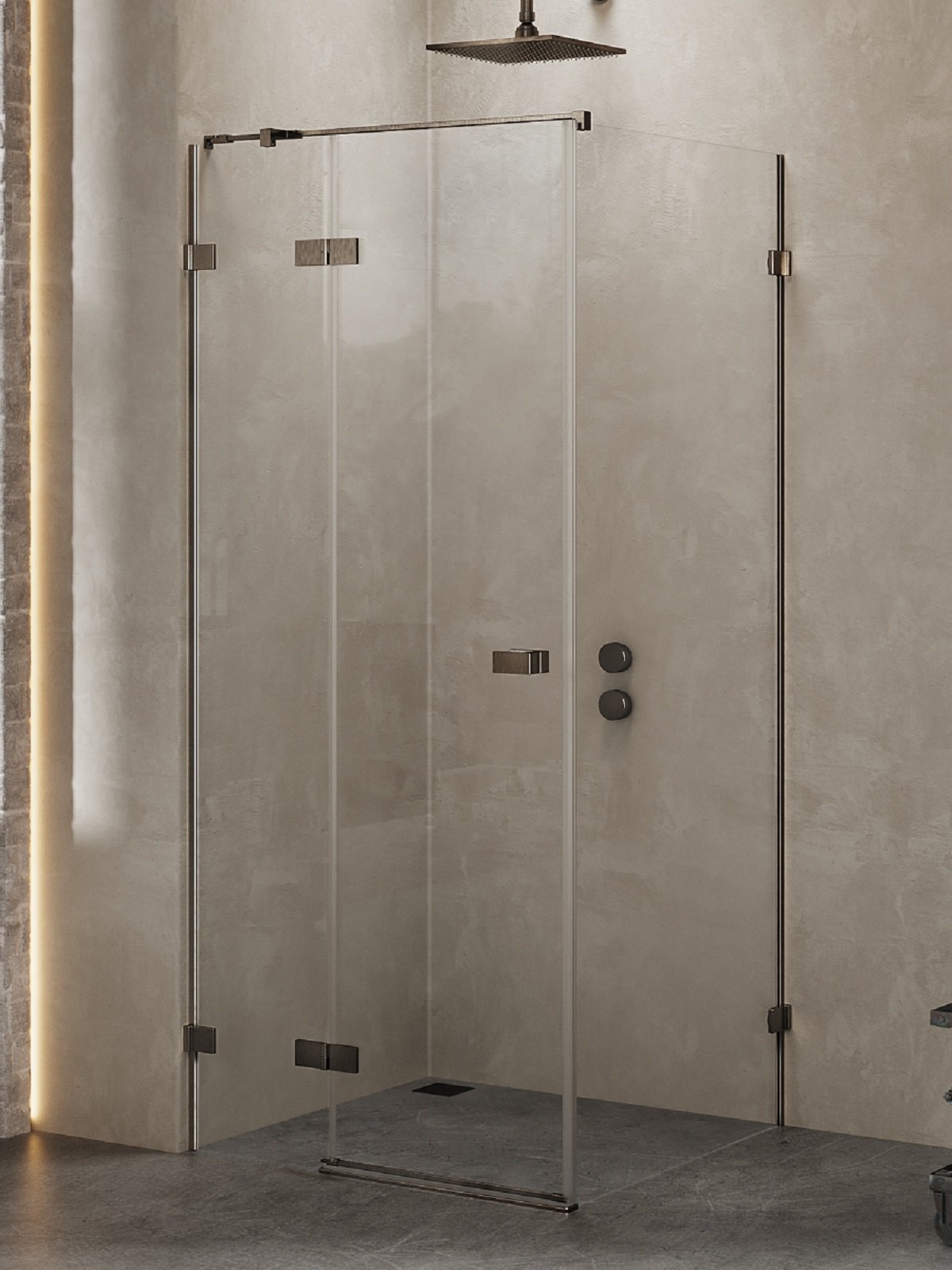 New Trendy Avexa Gunmetal Brushed zuhanykabin 110x110 cm négyzet grafit csiszolt/átlátszó üveg EXK-3340