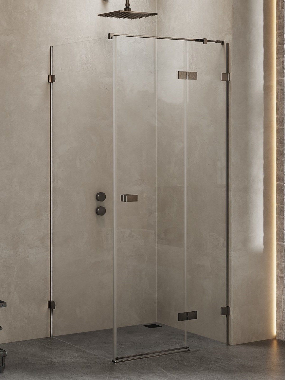 New Trendy Avexa Gunmetal Brushed zuhanykabin 120x100 cm négyszögletes csiszolt/átlátszó üveg EXK-3375