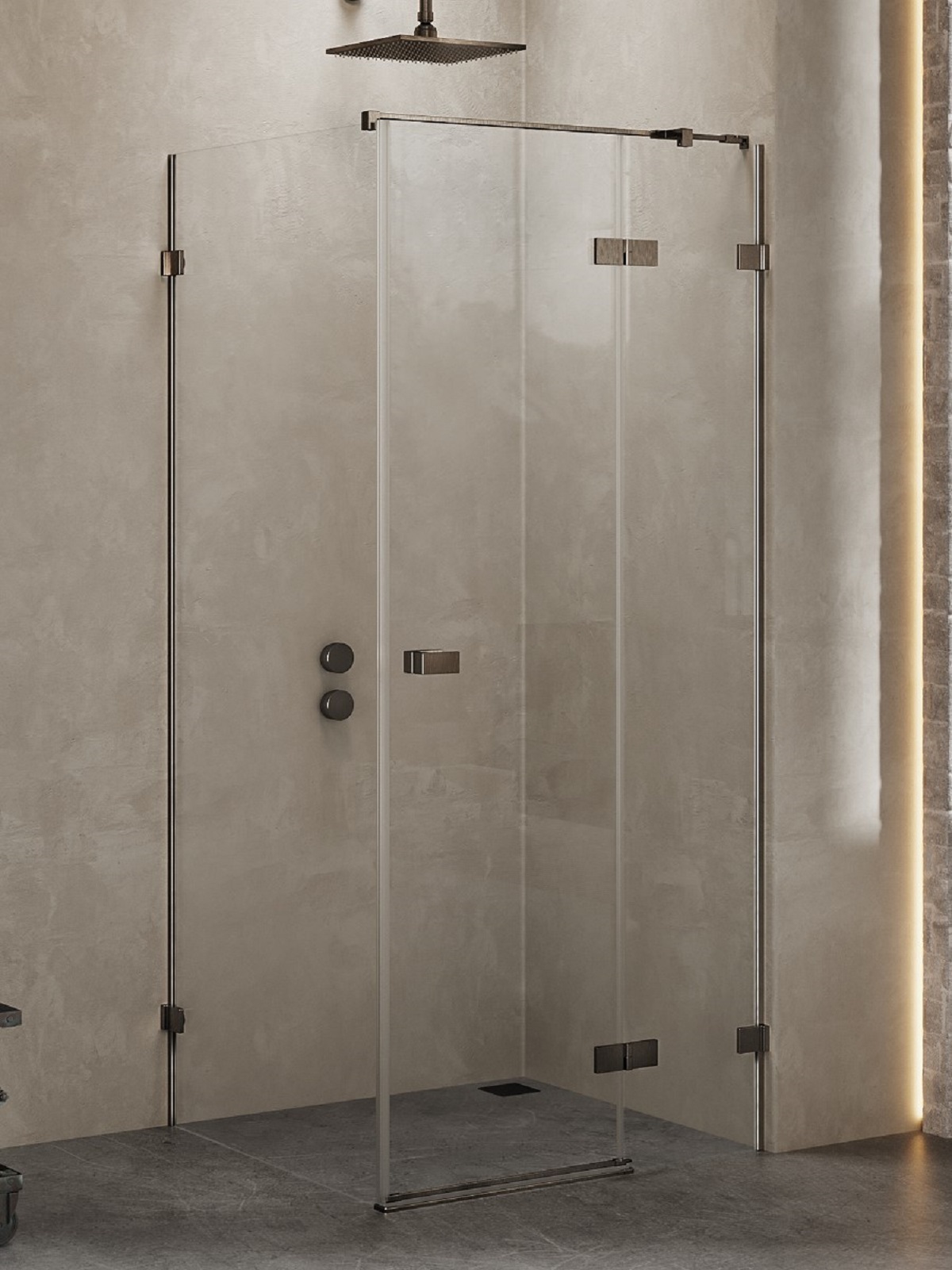 New Trendy Avexa kabina prysznicowa 120x120 cm kwadratowa prawa gunmetal szczotkowany/szkło przezroczyste EXK-3377
