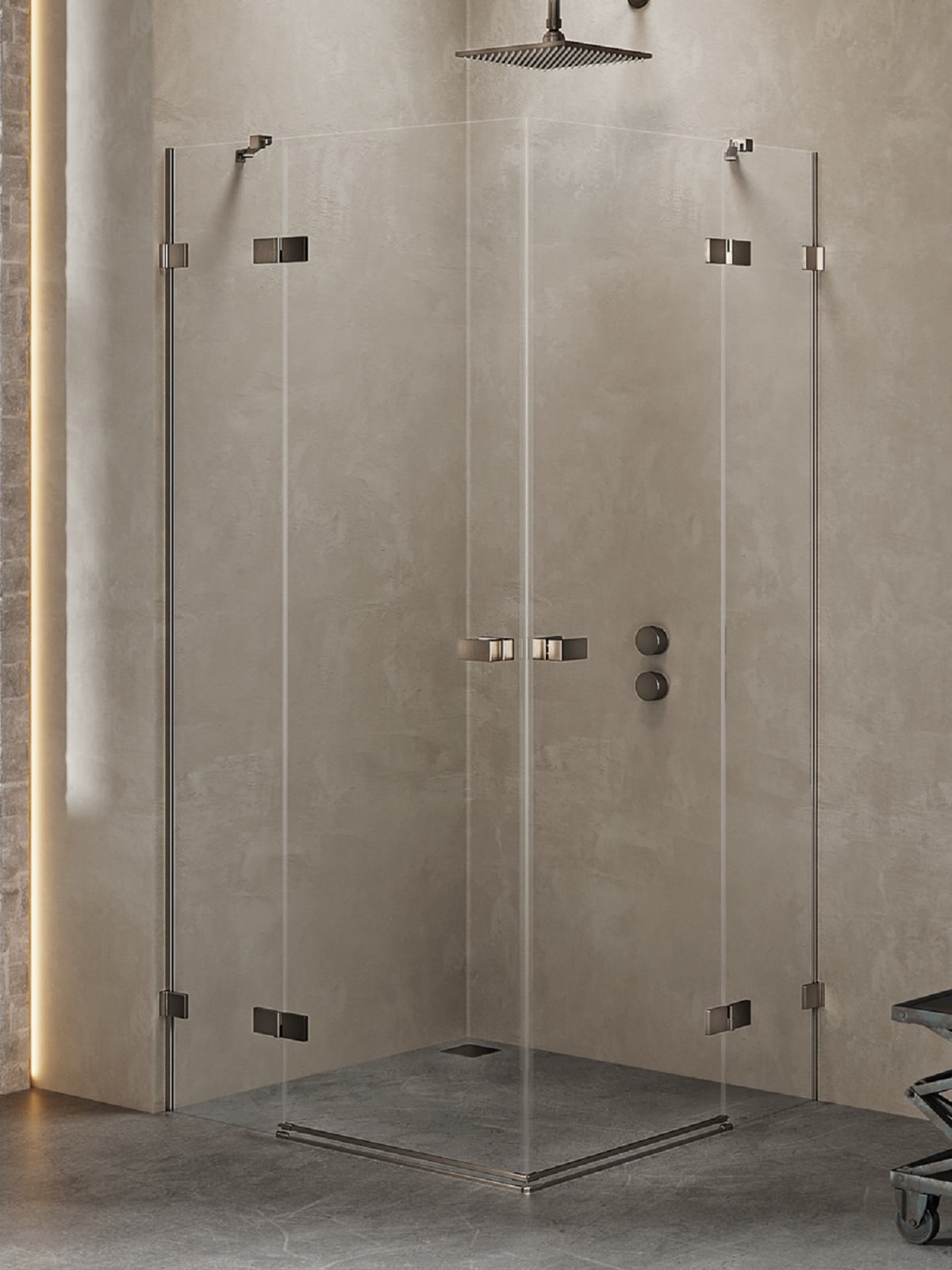 New Trendy Avexa Gunmetal Brushed zuhanykabin 110x80 cm négyszögletes fegyverszürke szín csiszolt/átlátszó üveg EXK-3381