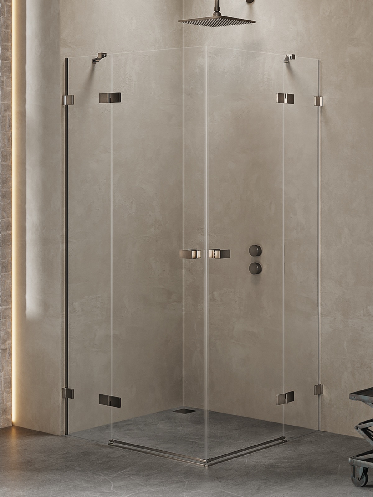 New Trendy Avexa Gunmetal Brushed zuhanykabin 110x90 cm négyszögletes csiszolt/átlátszó üveg EXK-3394