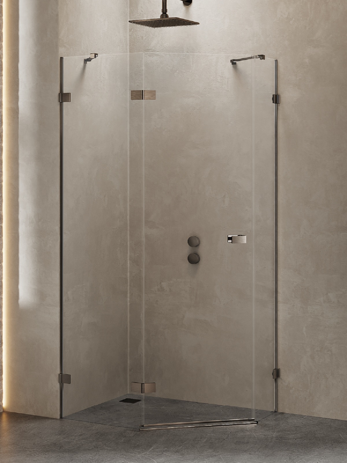 New Trendy Avexa Gunmetal Brushed zuhanykabin 100x80 cm csiszolt/átlátszó üveg EXK-3837