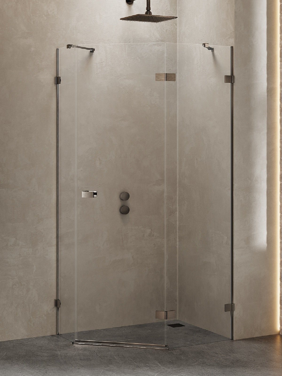 New Trendy Avexa Gunmetal Brushed zuhanykabin 100x80 cm csiszolt/átlátszó üveg EXK-3838