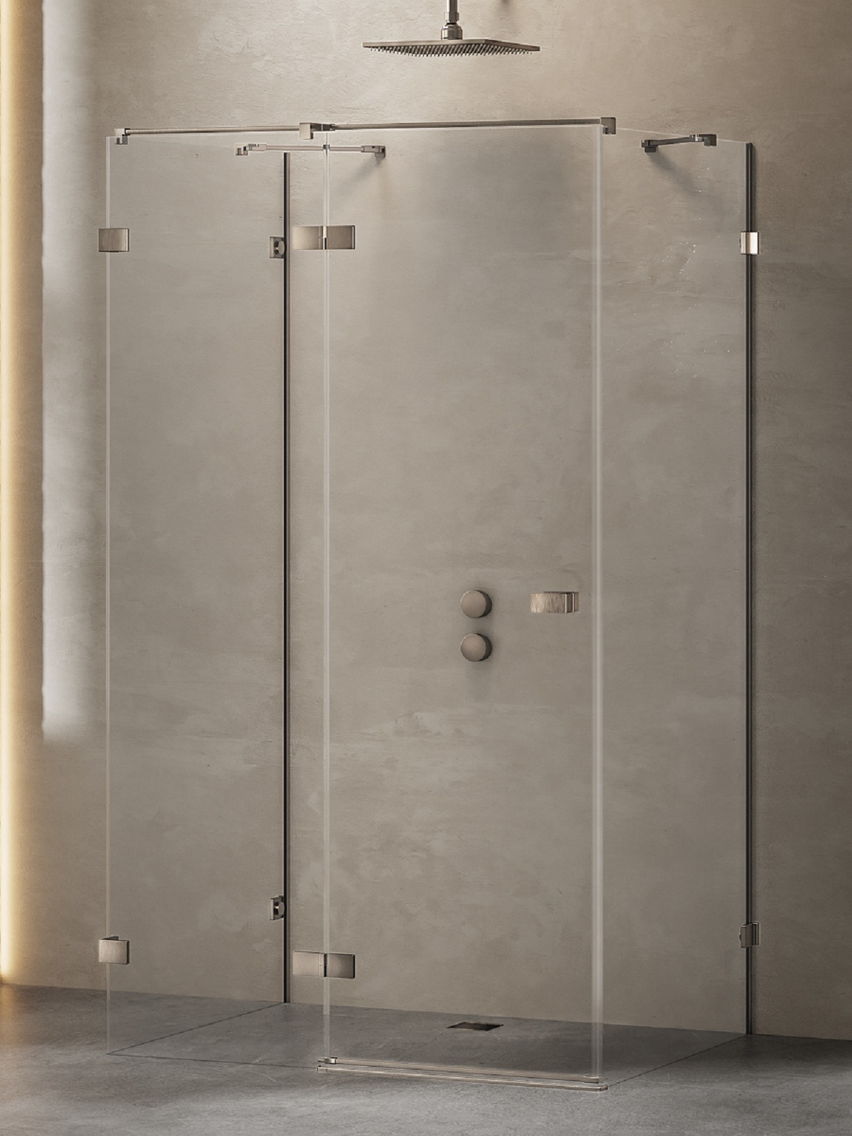 New Trendy Avexa Gunmetal Brushed zuhanykabin 100x90 cm négyszögletes csiszolt/átlátszó üveg EXK-3412